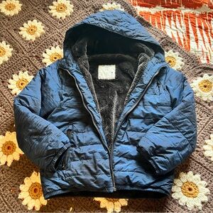 Boys Abercrombie Blue puffer coat with Black Lining